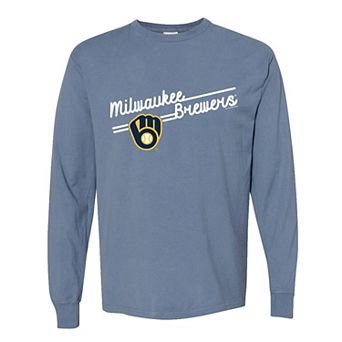 Women's Soft as a Grape Navy Milwaukee Brewers Pigment Dye Long Sleeve T-Shirt