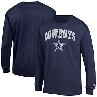 Men's Champion Navy Dallas Cowboys Arch Over Logo Long Sleeve T-Shirt