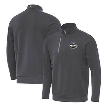 Men's Antigua Gray Michigan Wolverines 2026 NCAA Men's Basketball National Champions Generation Quarter-Zip Pullover