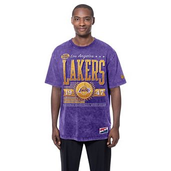 Men's New Era Purple Los Angeles Lakers Oversized Throwback Collection Mineral Wash T-Shirt