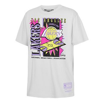 Youth Mitchell & Ness White Los Angeles Lakers Neon Court Shock T-Shirt