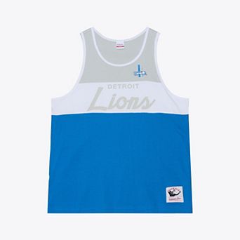 Men's Mitchell & Ness Blue/Silver Detroit Lions Head Coach Tank Top