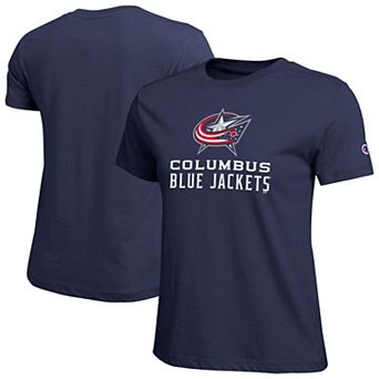 Women's Champion Navy Columbus Blue Jackets Wordmark Lockup T-Shirt