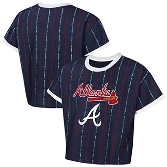 Girls Youth Outerstuff Navy Atlanta Braves Tech Keeper Fashion T-Shirt