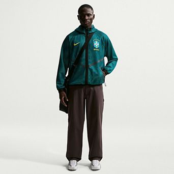 Men's Nike Green Brazil National Team 2026 Anthem Mesh Dri-FIT Full-Zip Hooded Jacket