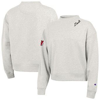 Women's Champion Gray New Jersey Devils Collar Script Triumph Fleece Crewneck Sweatshirt