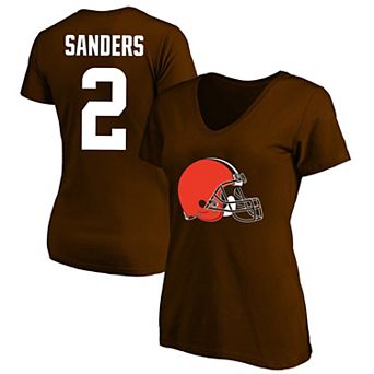 Women's Fanatics Shedeur Sanders Brown Cleveland Browns Plus Size Name & Number V-Neck T-Shirt
