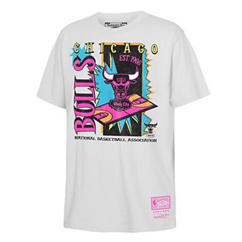 Youth Mitchell & Ness White Chicago Bulls Neon Court Shock T-Shirt