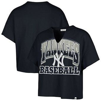 Women's '47 Navy New York Yankees Plus Size Win Big Oversized Notch-Neck T-Shirt