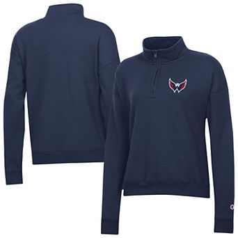 Women's Champion Navy Washington Capitals Powerblend Quarter-Zip Sweatshirt