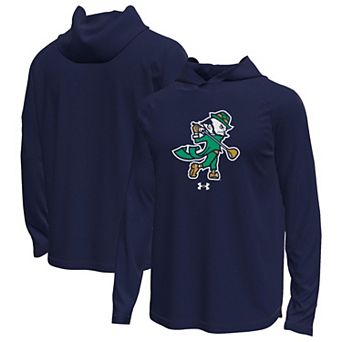 Men's Under Armour Navy Notre Dame Fighting Irish Golf Leprechaun Tech Stretch Long Sleeve Hooded T-Shirt