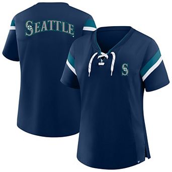 Women's Profile Navy Seattle Mariners Lace-Up T-Shirt