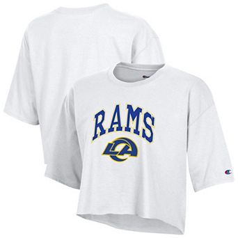 Women's Champion White Los Angeles Rams Boyfriend Cropped T-Shirt