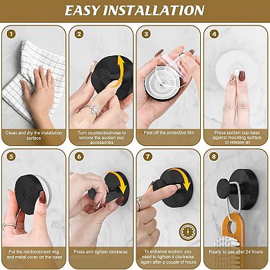 4PCS Suction Cup Hooks for Glass or Wall,Removable Shower Hooks for Inside Shower,Metal Towel Hooks