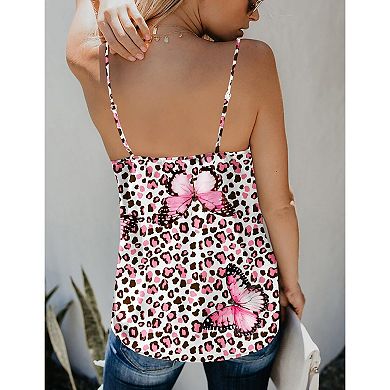 Ekouaer Satin Camisole Top for Women V Neck Pajama Tank Tops Silk Soft Spaghetti Strap Loose Basic