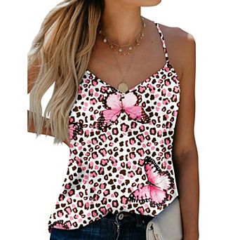Ekouaer Satin Camisole Top for Women V Neck Pajama Tank Tops Silk Soft Spaghetti Strap Loose Basic