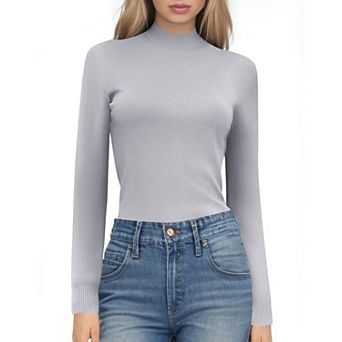 Zeagoo Women's Fleece Sherpa Lined Mock Neck Long Sleeve Thermal Fuzzy Knit Sweater Tops