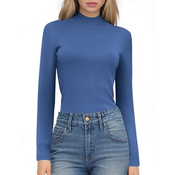 Zeagoo Women's Fleece Sherpa Lined Mock Neck Long Sleeve Thermal Fuzzy Knit Sweater Tops