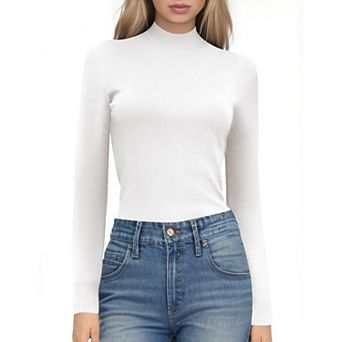 Zeagoo Women's Fleece Sherpa Lined Mock Neck Long Sleeve Thermal Fuzzy Knit Sweater Tops
