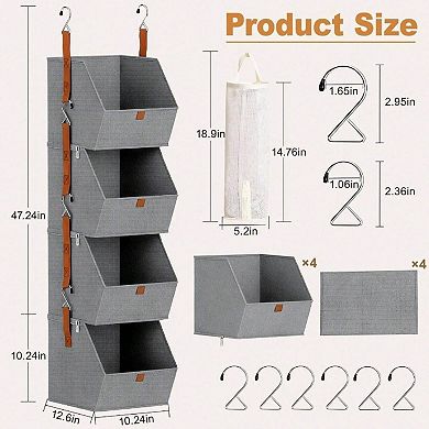 4 Tier Hanging Closet Organizer with Mesh Sock Pocket - Space Saving for Closets, Bedrooms, RVs