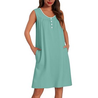 Ekouaer Cotton House Dresses Tank Gown Vintage Nightgown Night Gown for Women Soft Comfy