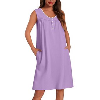 Ekouaer Cotton House Dresses Tank Gown Vintage Nightgown Night Gown for Women Soft Comfy