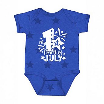 My 1st Fourth of July - Baby Short Sleeve Star Bodysuit