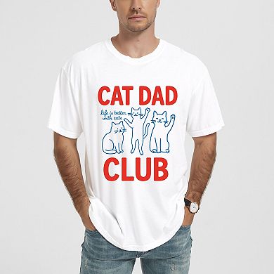 Cat Dad Club Outline - Men's Garment Dyed Graphic T-Shirt