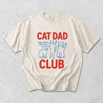 Cat Dad Club Outline - Men's Garment Dyed Graphic T-Shirt