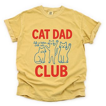 Cat Dad Club Outline - Men's Garment Dyed Graphic T-Shirt