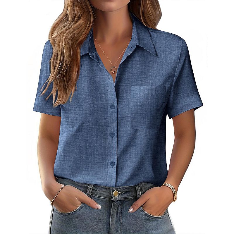 Dressy Casual Short Sleeve Button Down Shirts