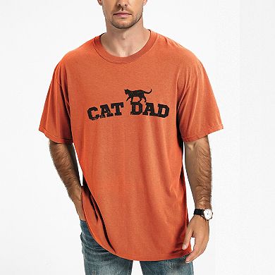 Cat Dad Arched - Men's Garment Dyed Graphic T-Shirt