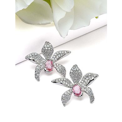 AGP PARIS Floral Crystal Stud Earrings
