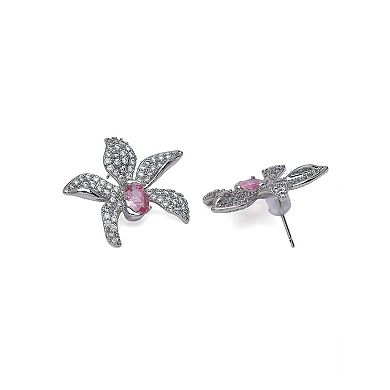 AGP PARIS Floral Crystal Stud Earrings