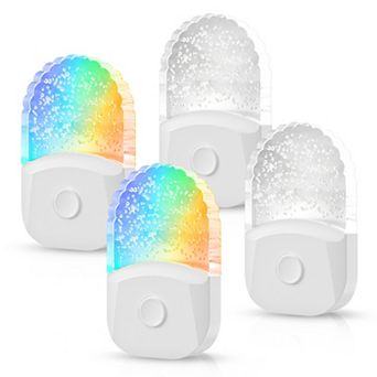 0.5W Integrated LED Color Changing Plug In Night Light 3000K+RGB Acrylic Dimmable Light White 4 Pack