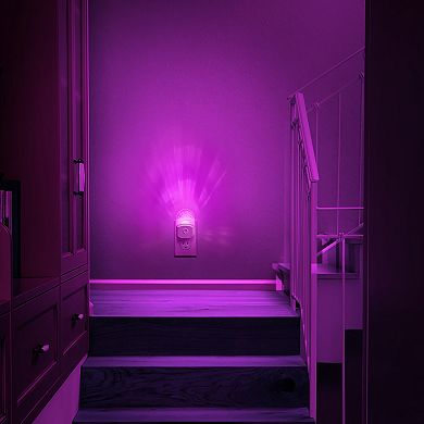 0.5W Integrated LED Color Changing Plug In Night Light 3000K+RGB Acrylic Dimmable Light White 4 Pack