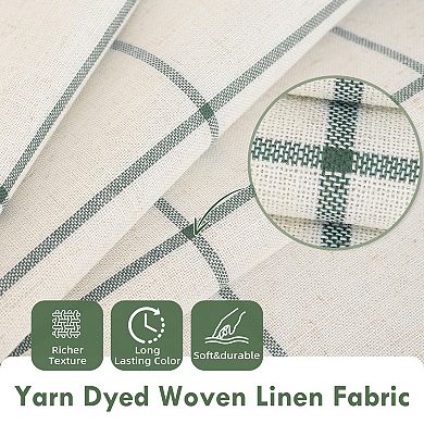 DriftAway 100% Blackout Windowpane Plaid Linen Curtains Yarn Dyed Woven Lined Farmhouse Drapes