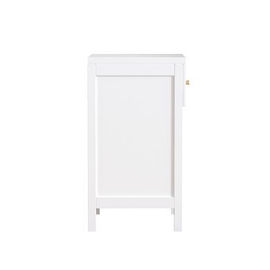 Modern White Nightstand with Storage Drawer & Shelf Scalloped Edge for Bedroom Kids Room