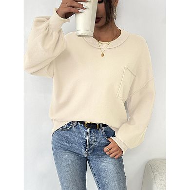 Zeagoo Women's Oversized Lantern Long Sleeve Knitted Pullover, Trendy Fall Sweater Tops