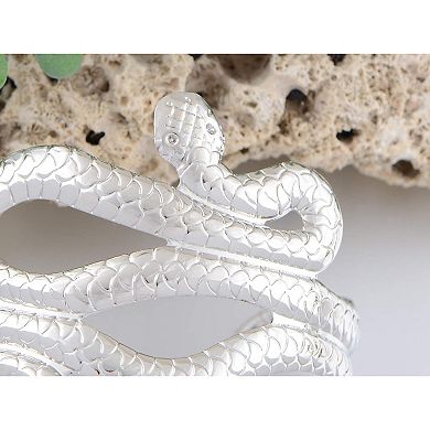 Gold Silver Metal Tone Asian Carved Double Twin Dancing Snakes Serpents Bangle Bracelet