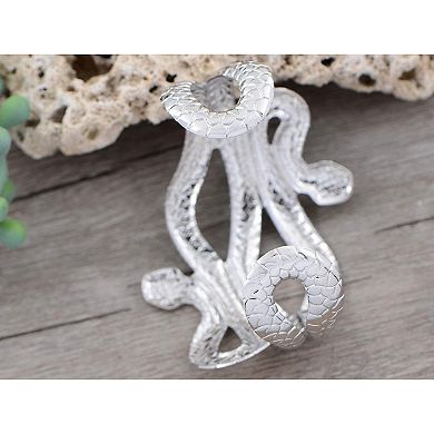 Gold Silver Metal Tone Asian Carved Double Twin Dancing Snakes Serpents Bangle Bracelet