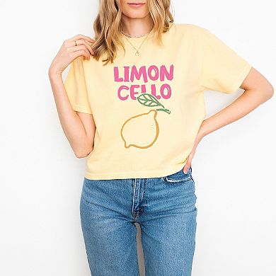 Limoncello Bright Outline - Women's Boxy Crop Top Graphic T-Shirt