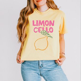 Limoncello Bright Outline - Women's Boxy Crop Top Graphic T-Shirt