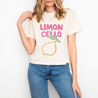 Limoncello Bright Outline - Women's Boxy Crop Top Graphic T-Shirt