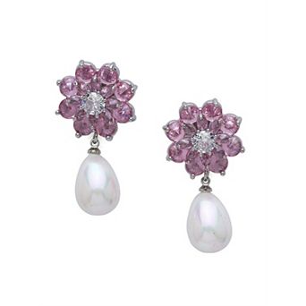 AGP PARIS Floral Pearl Drop Earrings