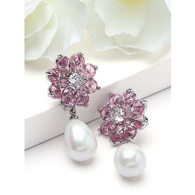 AGP PARIS Floral Pearl Drop Earrings