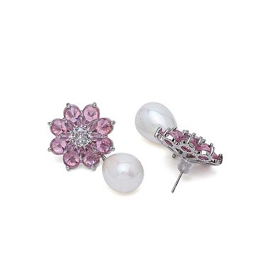 AGP PARIS Floral Pearl Drop Earrings