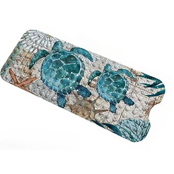 KSIZUIS Blue Non-Slip Bathtub Mat-40"x16"with Sea Turtle Design,Drain Holes&Suction Cups for Safety