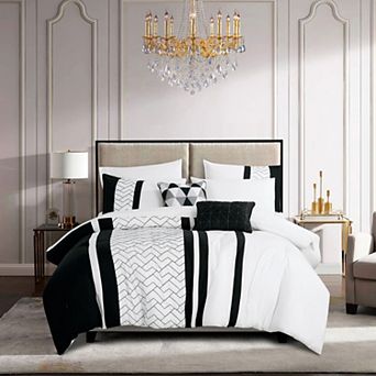 Black and White Comforter Set with Sheets