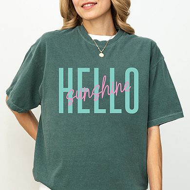 Hello Sunshine Tall - Women's Garment Dyed Graphic T-Shirt